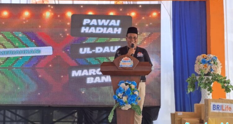 Pimpinan Cabang BRI Sumenep, Heru H, saat menyampaikan sambutan di acara PHS 2024 (Foto: Mazdon/dimadura.id)