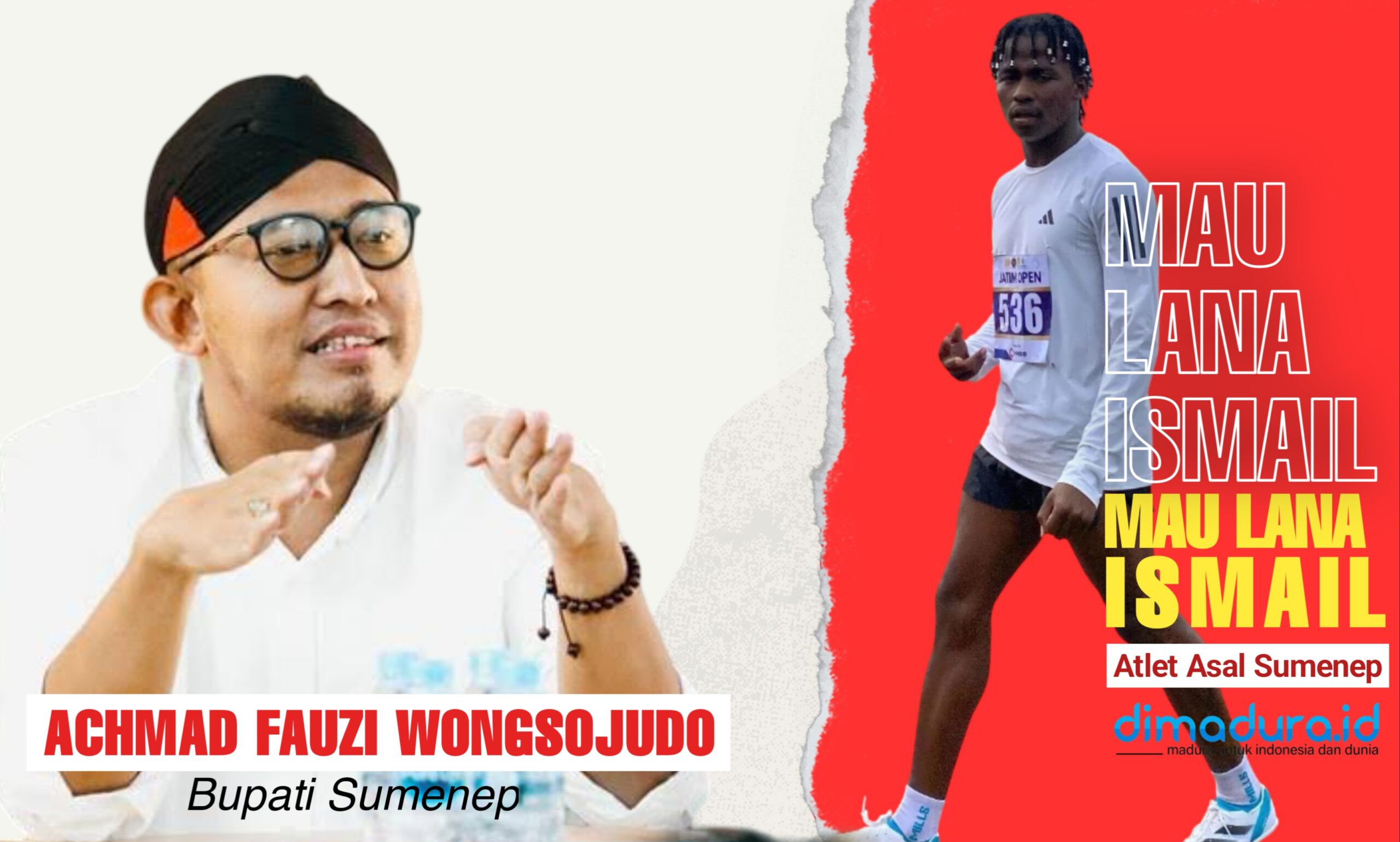 Bupati Sumenep, Achmad Fauzi Wongsojudo dan Maulana Ismail, atlet muda asal Sumenep. (Foto.Istimewa/Doc. Dimadura).