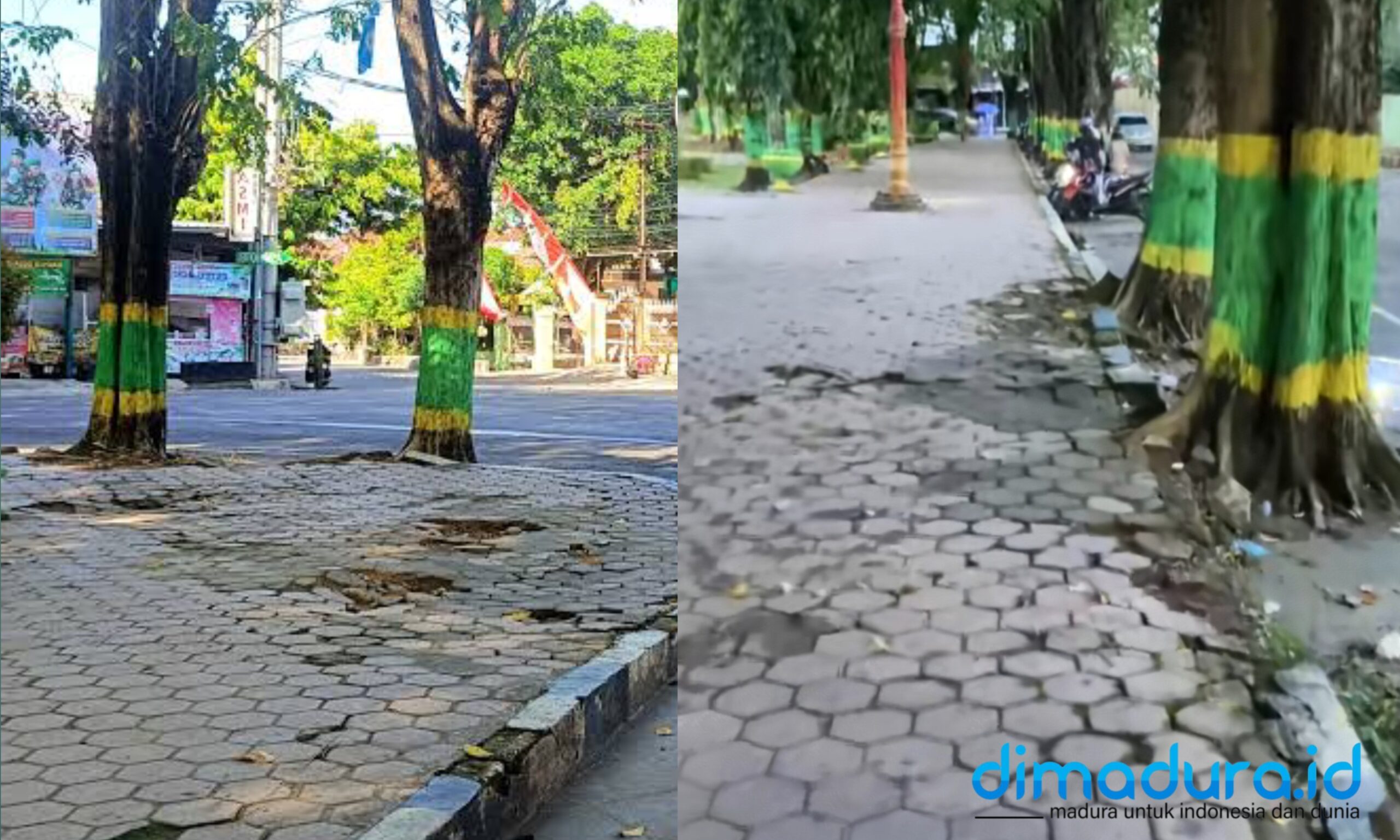 Potret Jalan Paving Taman Adipura atau Taman Bunga Pottre Koneng yang Rusak. (Foto: Ari/Doc. Dimadura).