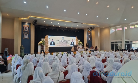 Foto: Kegiatan manasik haji yang diselenggarakan oleh Kemenhaj Sumenep di Gedung Korpri Kota Sumenep. Kamis (12/2/26), (Ari./Doc. Dimadura).