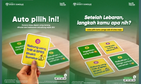 Foto: Pamflet edukasi BPRS Bhakti Sumekar Sumenep dalam penggunaan uang THR secara bijak dengan cara menabung. (Ar/Doc. Dimadura).