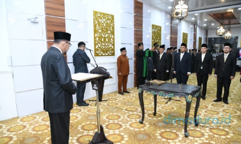 Foto: Pemerintah Kabupaten Sumenep mengadakan pelantikan empat pejabat pimpinan tinggi pratama. (Ari/Doc. Dimadura).