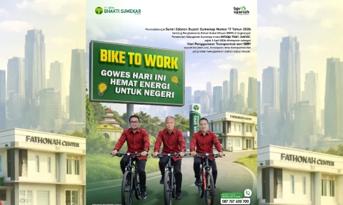 Foto: Poster Bike To Work Bprs Bhakti Sumekar Sumenep, Penghematan Bahan Bakar Minyak (Bbm). (Ar/Doc. Dimadura).