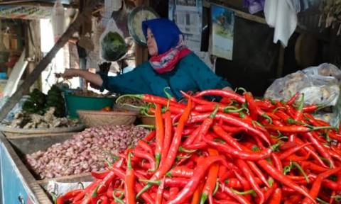 Foto: Padagang Cabai di Pasar Tradisional Anom Sumenep. (Istimewa/Doc. Dimadura).