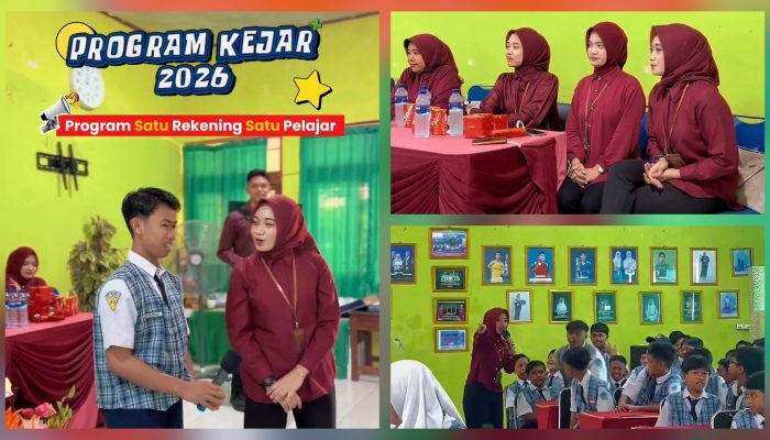 Kolase Foto Sosialisasi Program Kejar 2026 Bank Jatim Sumenep Di Smpn 1 Kalianget, Rabu 22 April 2026 (Doc.dimadura)