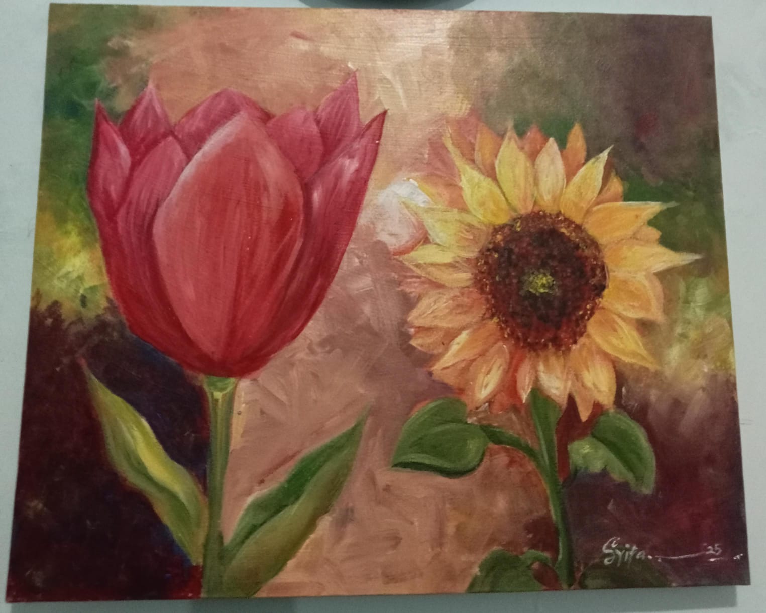 Lukisan Ana Syifaul Millah Arsa Berjudul &Quot;Dua Bunga&Quot; Yang Didaftarkan Tampil Di Pameran Mme 2026