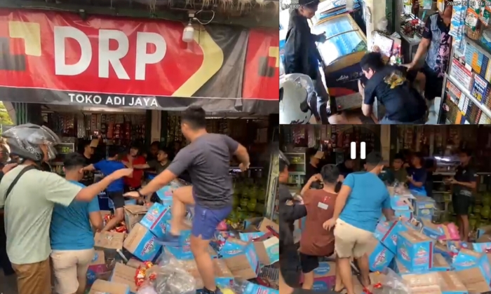 Kolase Foto Saat Pemilik Warung Madura Ditonjok Diduga Oknum TNI lalu Didatangi dan Dikeroyok Belasan Rekannya (Istimewa/doc.dimadura)